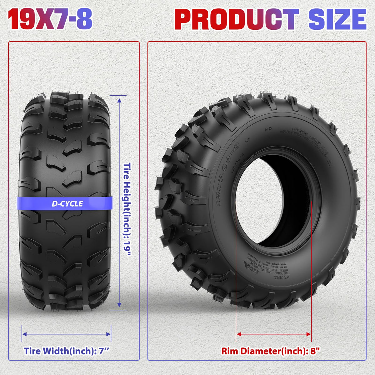 19x7-8 ATV UTV Tubeless All-Terrain Tire P68855