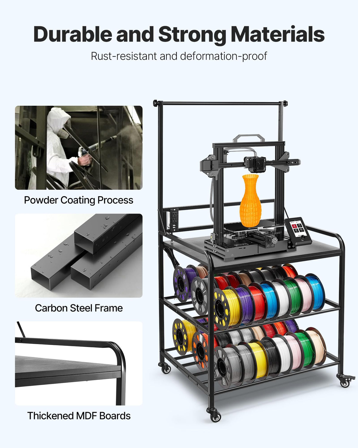 3-Tier Filament Storage Rack with Wheels F719