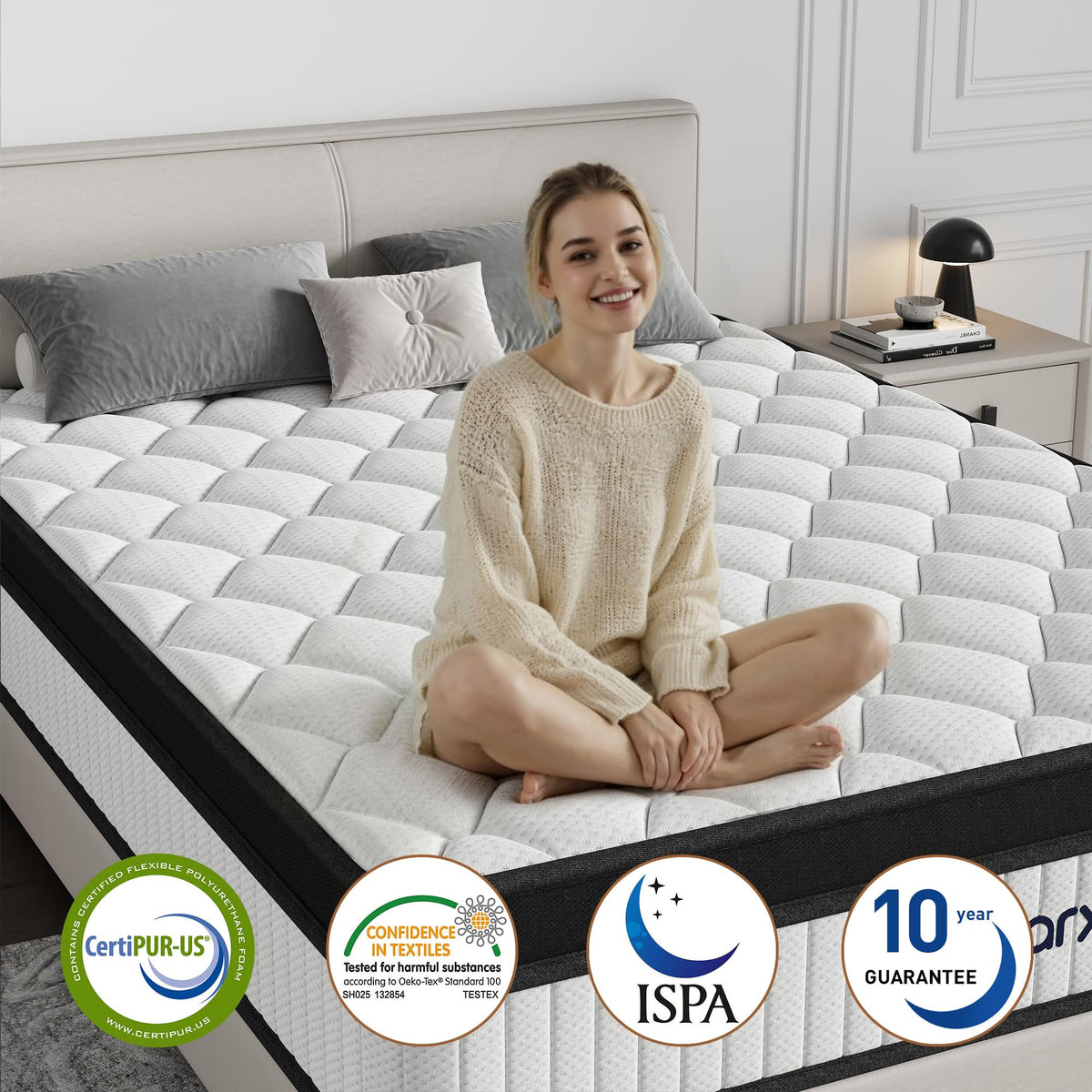 Full Size 12 Inch Hybrid Medium Firm Memory Foam Mattress C605130