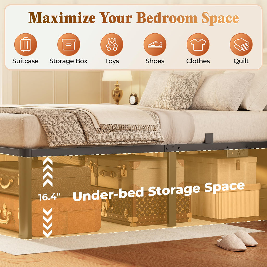Queen Bed Frame with Charging Station U378340