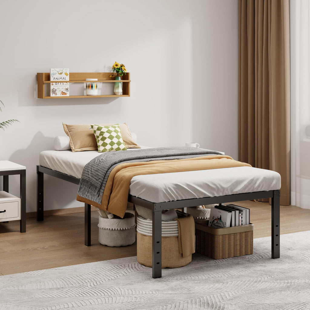 Twin XL 18 Inch Metal Platform Bed Frame with Underbed Storage T7431