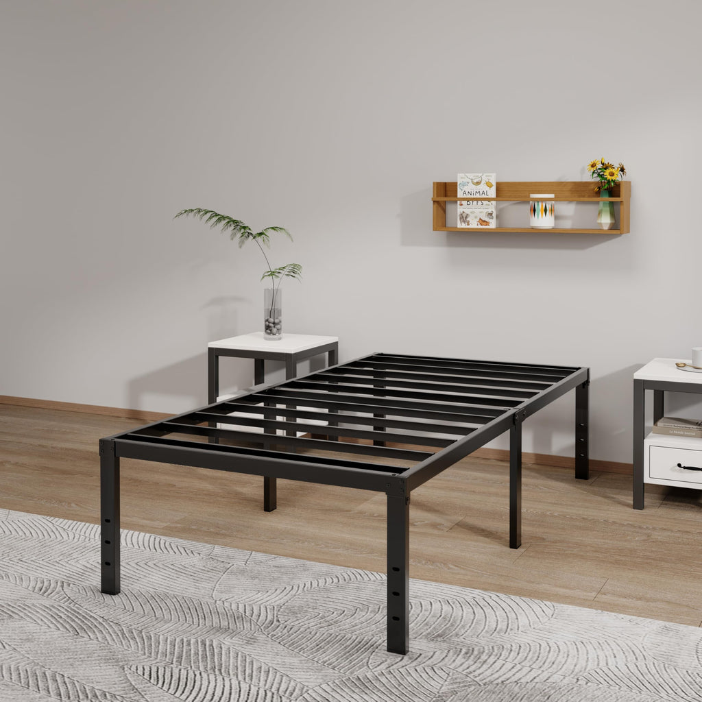 Twin XL 18 Inch Metal Platform Bed Frame with Underbed Storage T7431