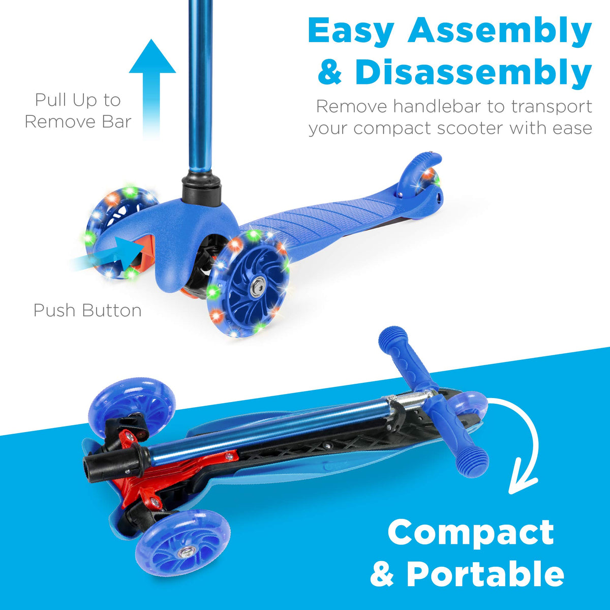 Kids 3-Wheel Scooter with LED Light-Up Wheels I559