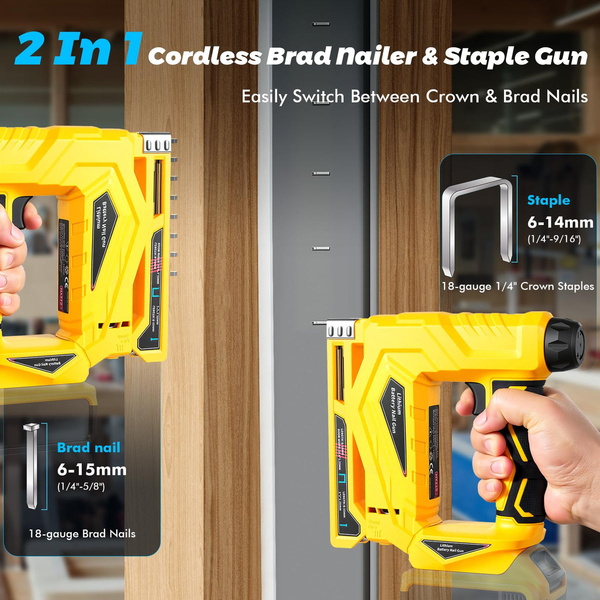 18 Gauge Cordless Brad Nailer and Narrow Crown Stapler W2215
