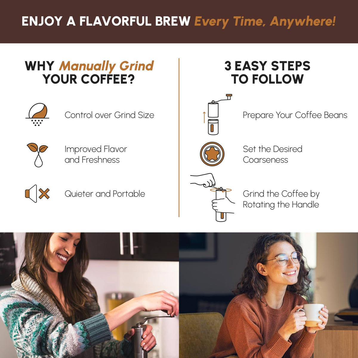 Manual Stainless Steel Conical Burr Coffee Grinder I494025