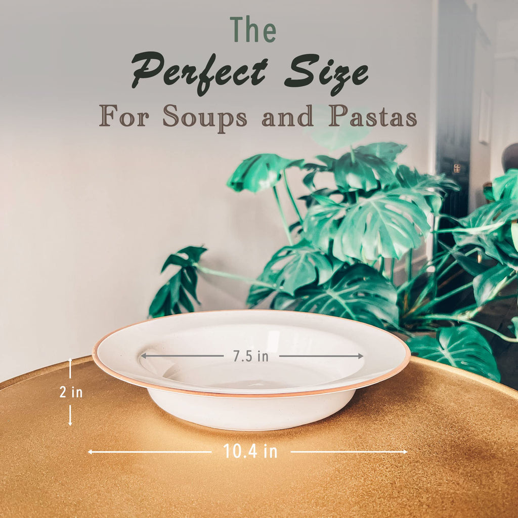 Ceramic Wide Rimmed Soup Bowl 25oz Set of 4 H371