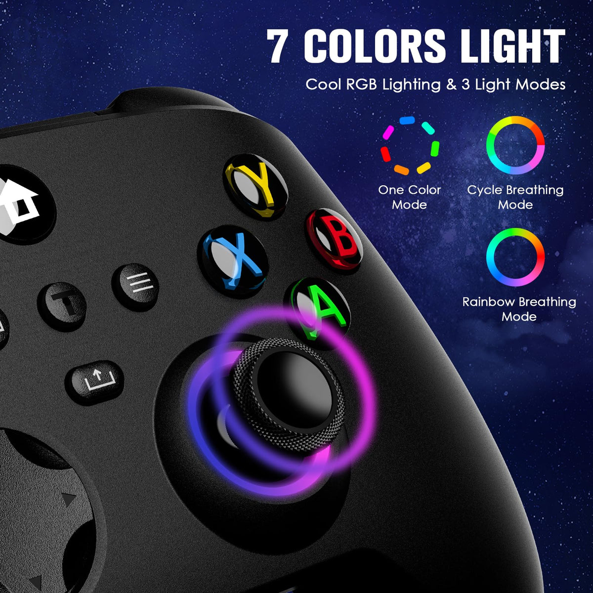 Wireless Controller with Hall Effect Joysticks, RGB Light, Dual Vibration, TURBO Z8399