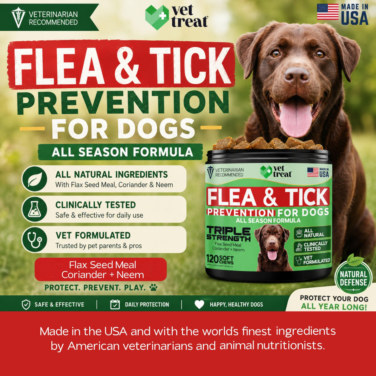 Flea and Tick Chewables for Dogs Chicken 120 Soft Treats N385470