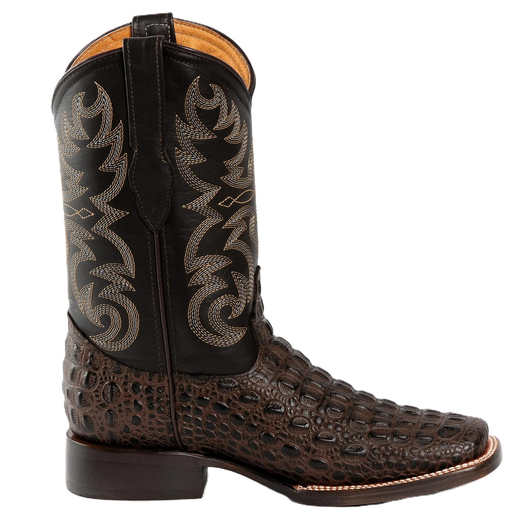 Brown Caiman Crocodile Print Leather Cowboy Boots Q558232