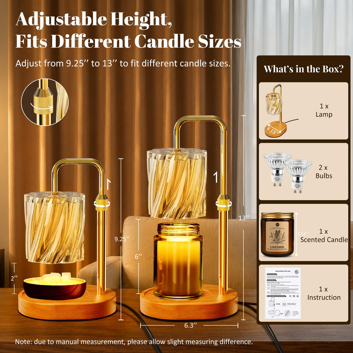 Candle Warmer Lamp Set with Scented Jar Candle & Timer M26368