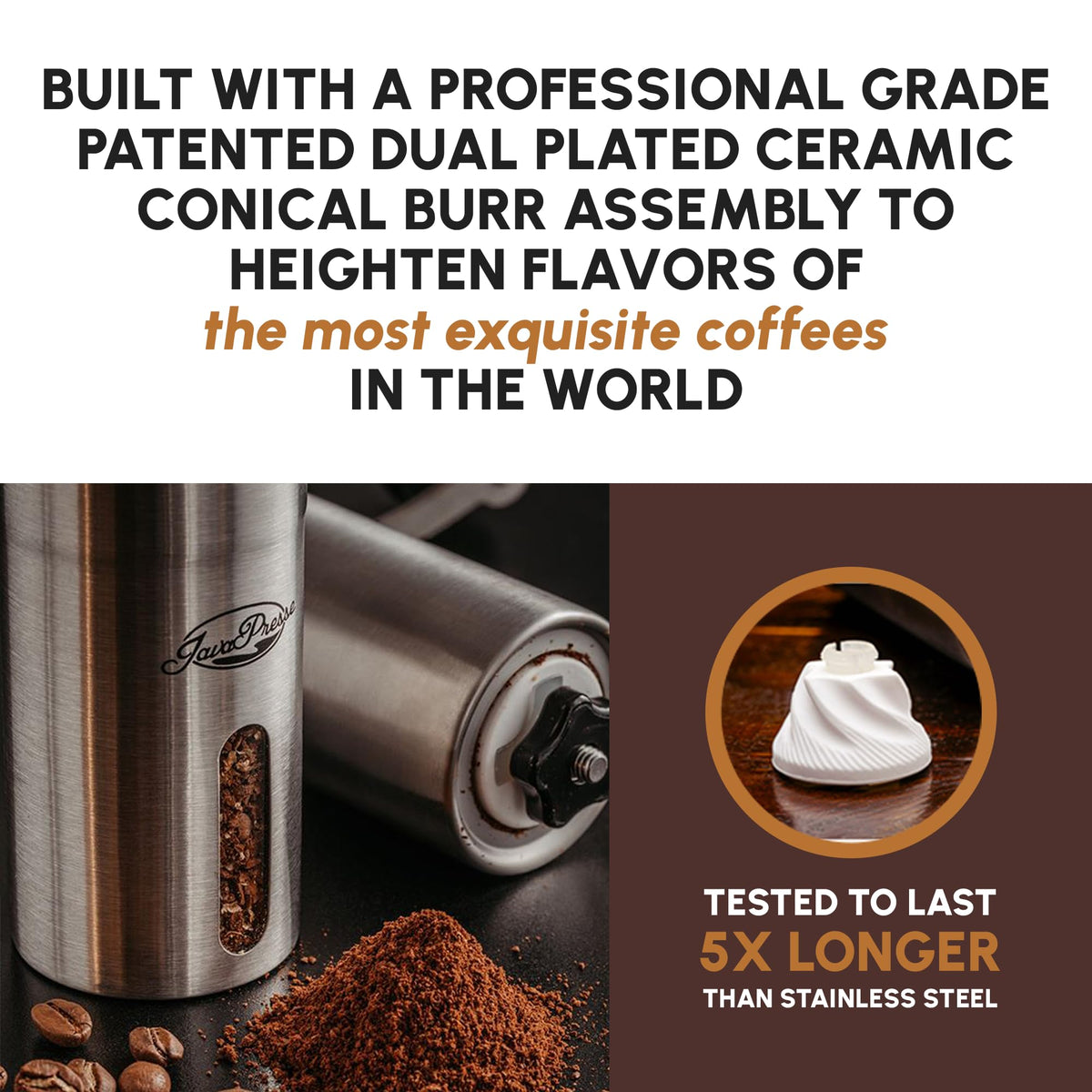 Manual Stainless Steel Conical Burr Coffee Grinder I494025