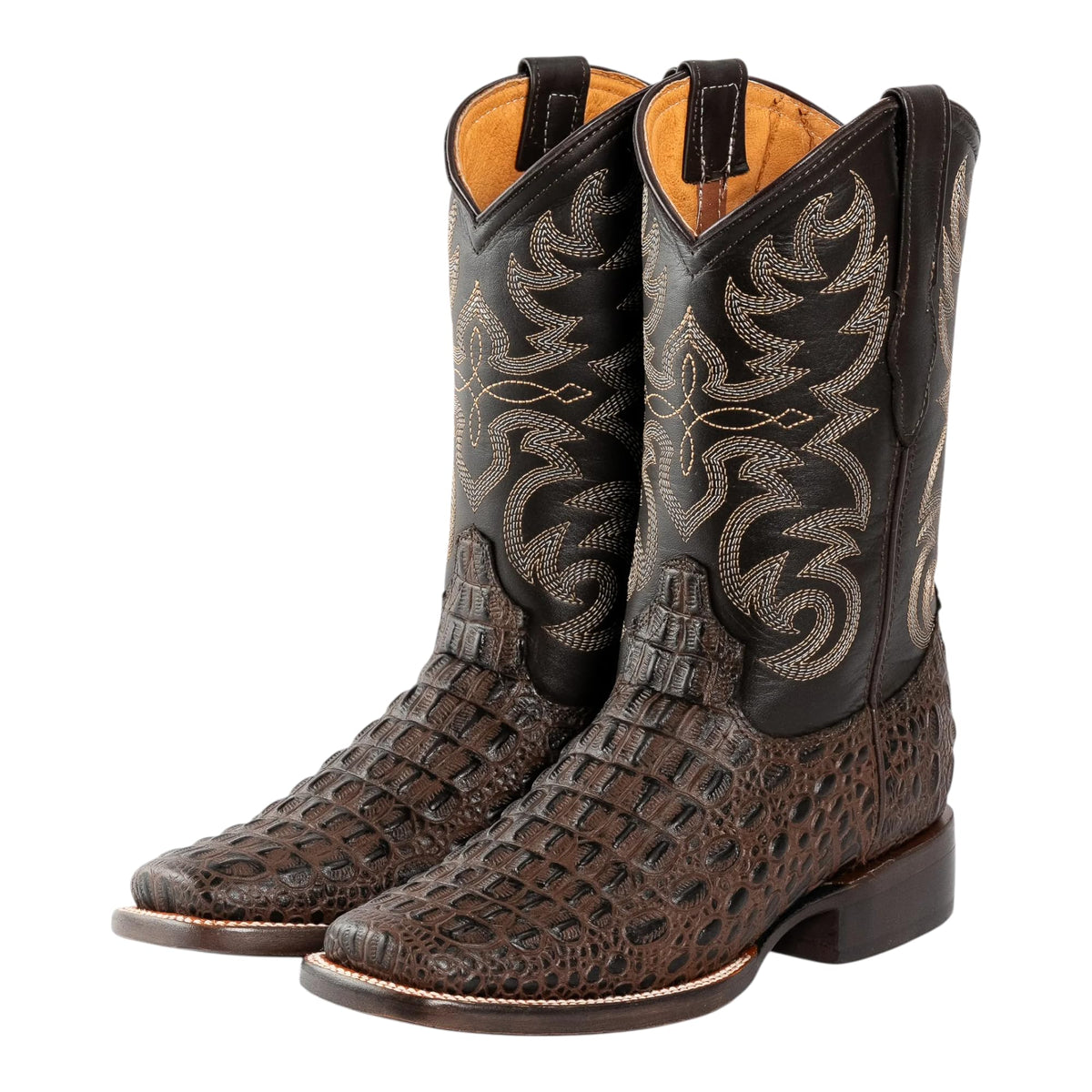Brown Caiman Crocodile Print Leather Cowboy Boots Q558232