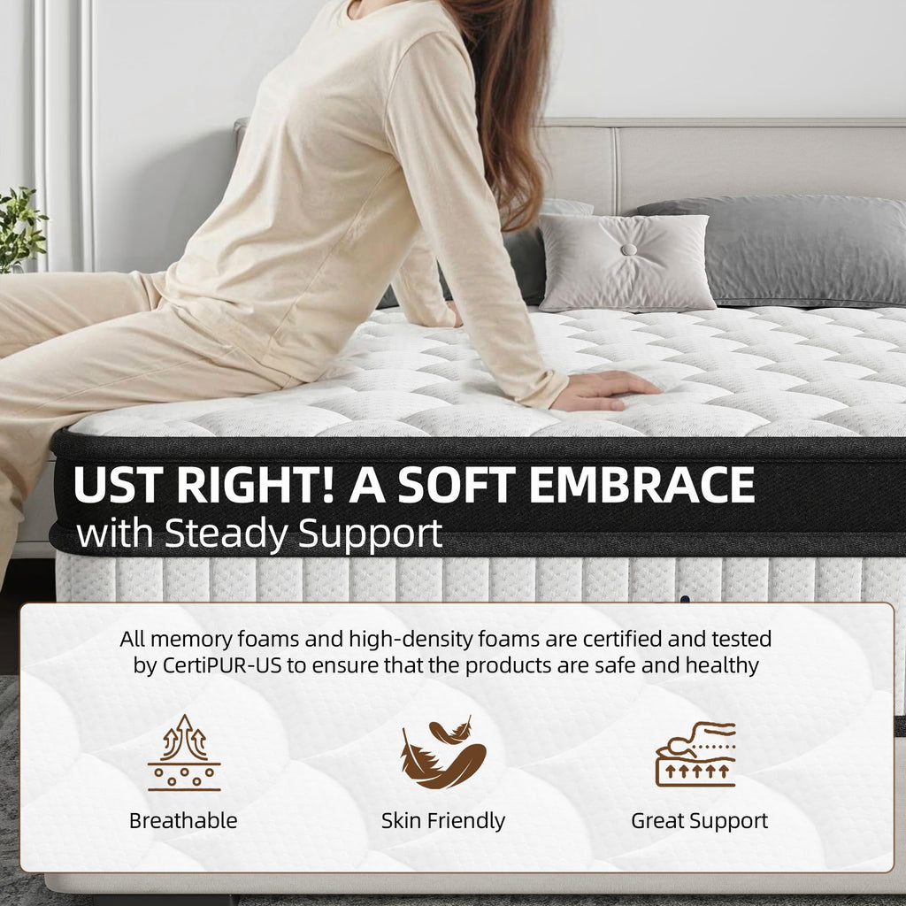 Full Size 12 Inch Hybrid Medium Firm Memory Foam Mattress C605130