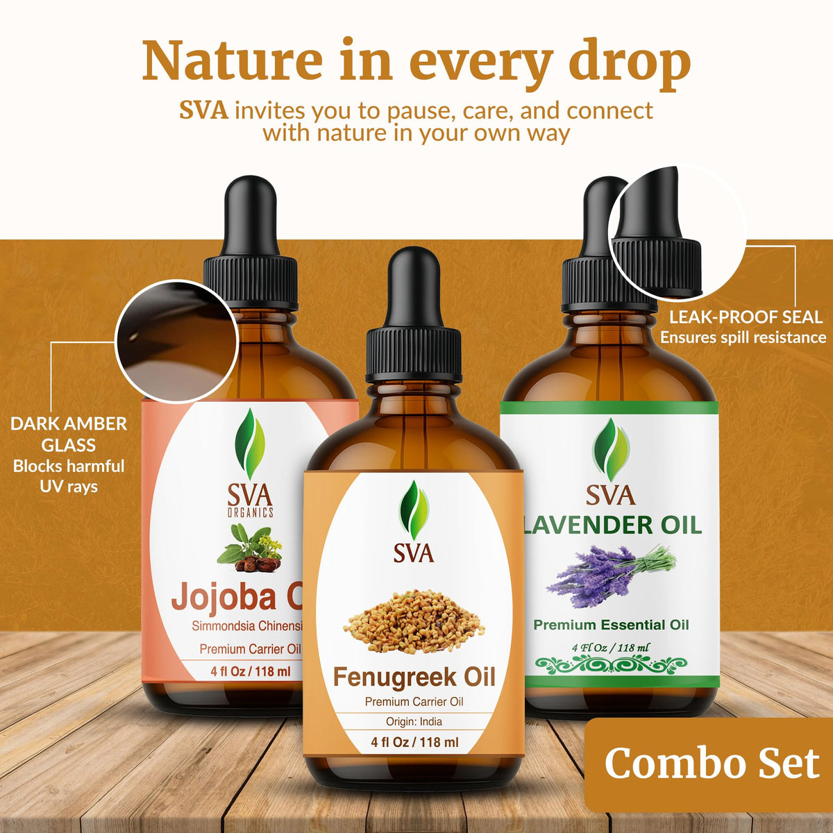 Fenugreek Lavender 4 Fl oz Glass Bottles with Droppers G8746