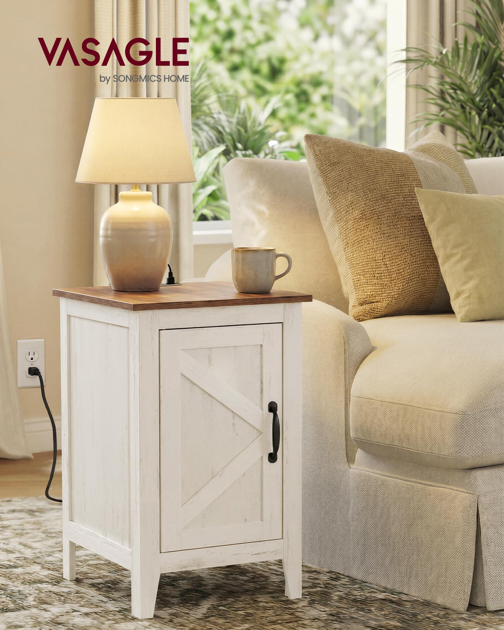 Side Table with Charging Station and Storage Cabinet A374062