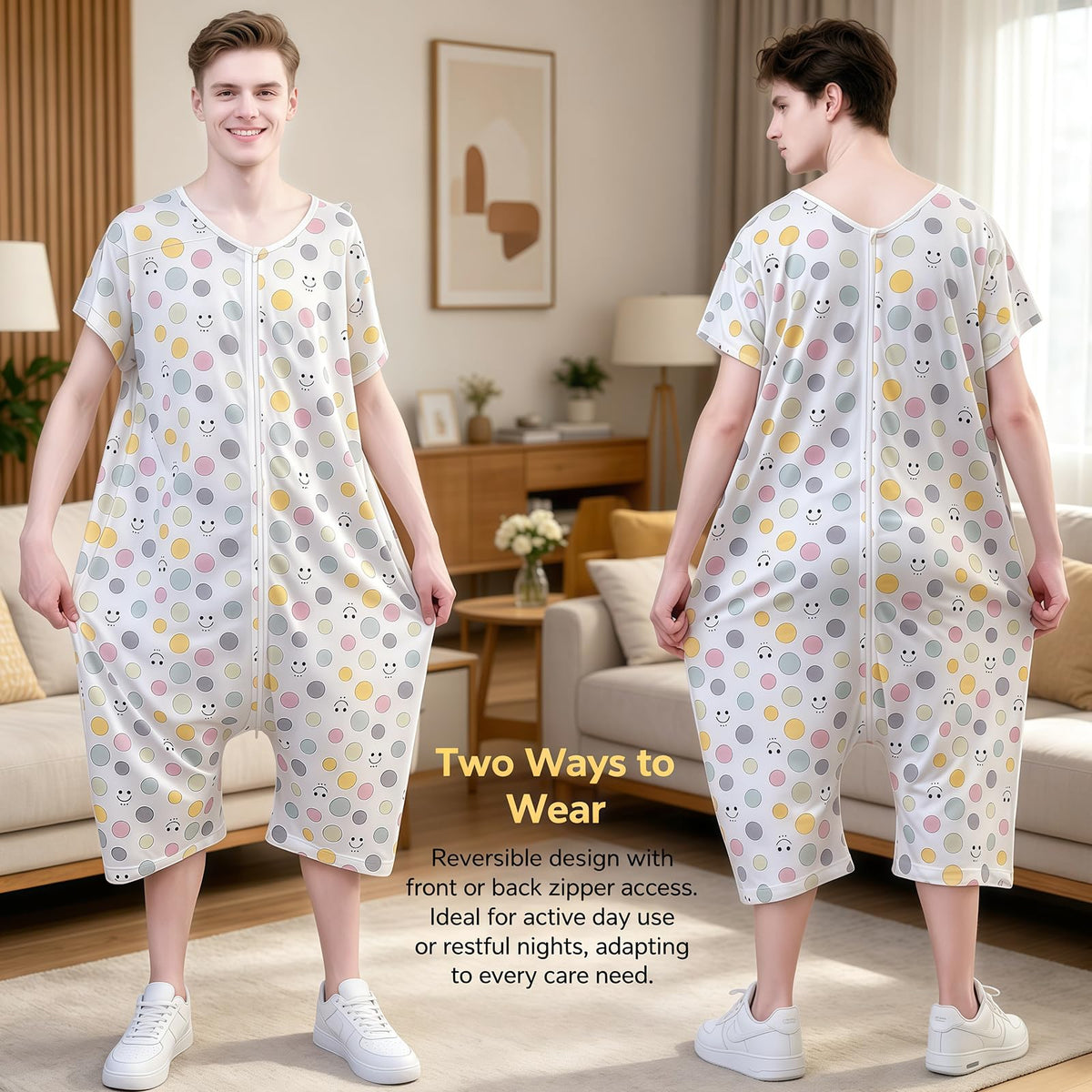 Reversible Incontinence Jumpsuit with Zipper R307