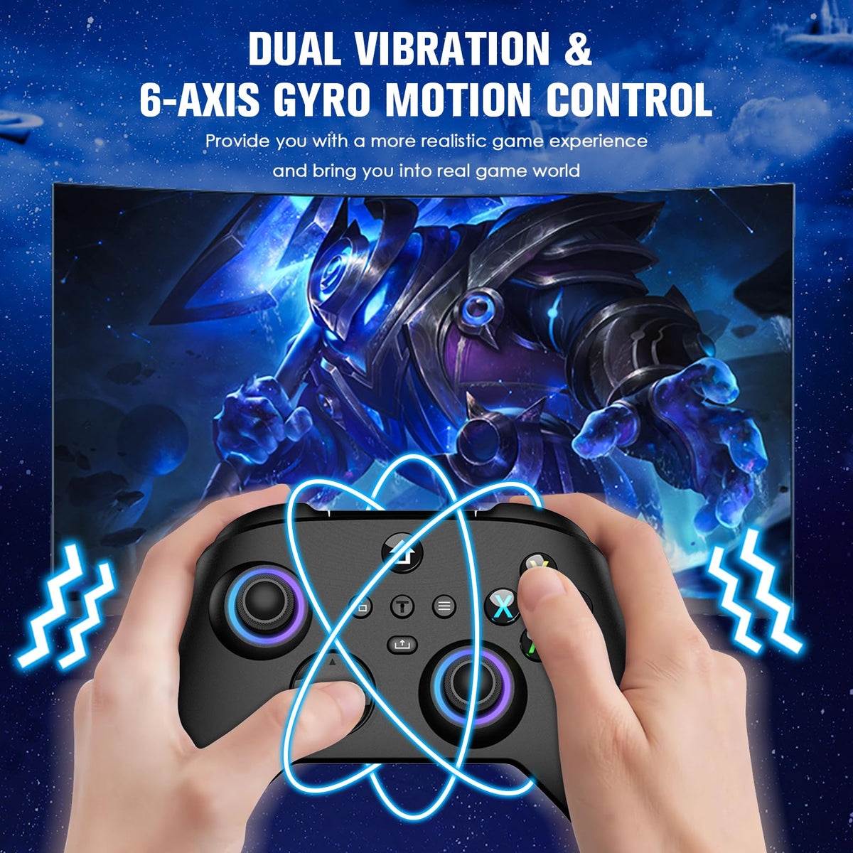 Wireless Controller with Hall Effect Joysticks, RGB Light, Dual Vibration, TURBO Z8399