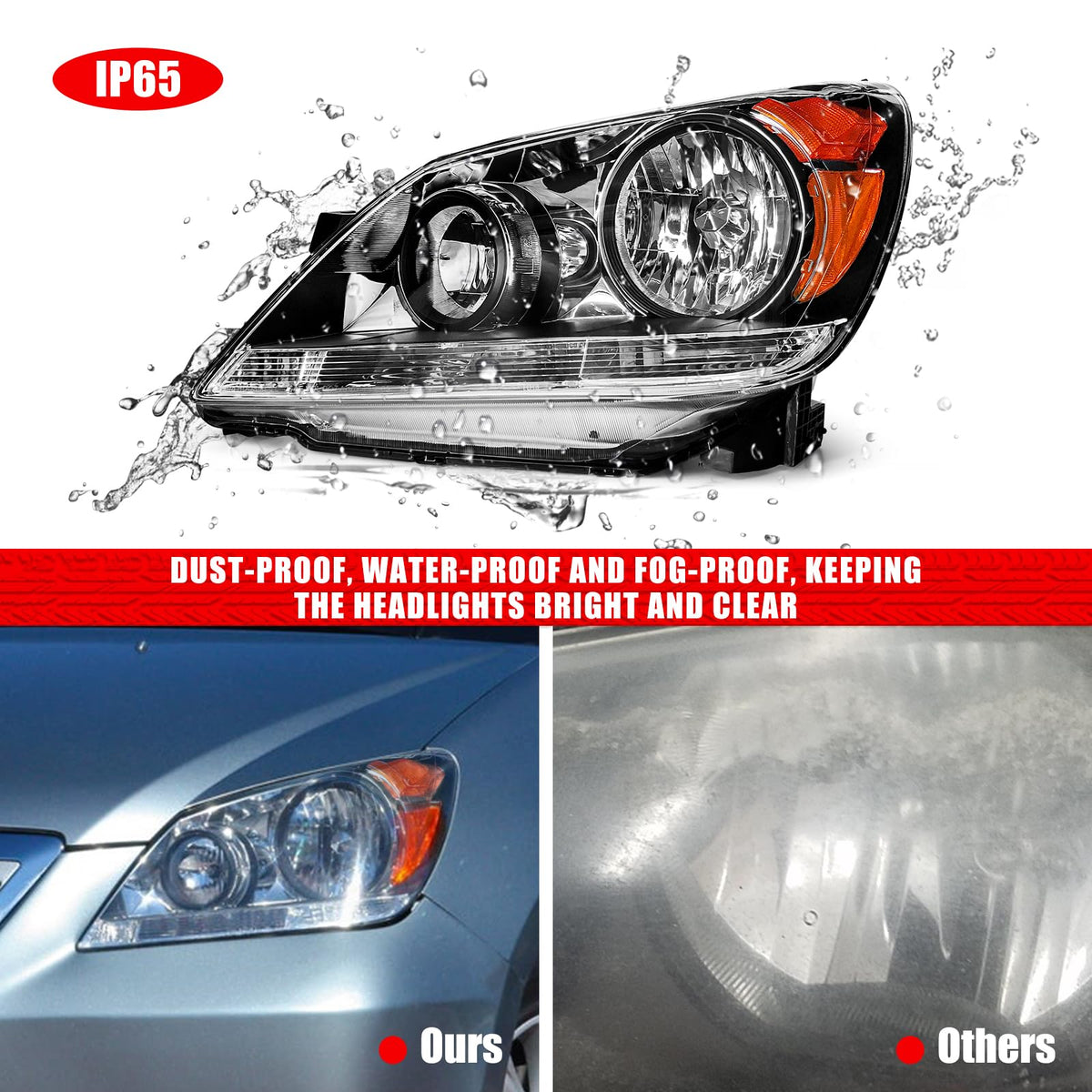 Black Housing Amber Reflector Headlight Assembly Pair R4707