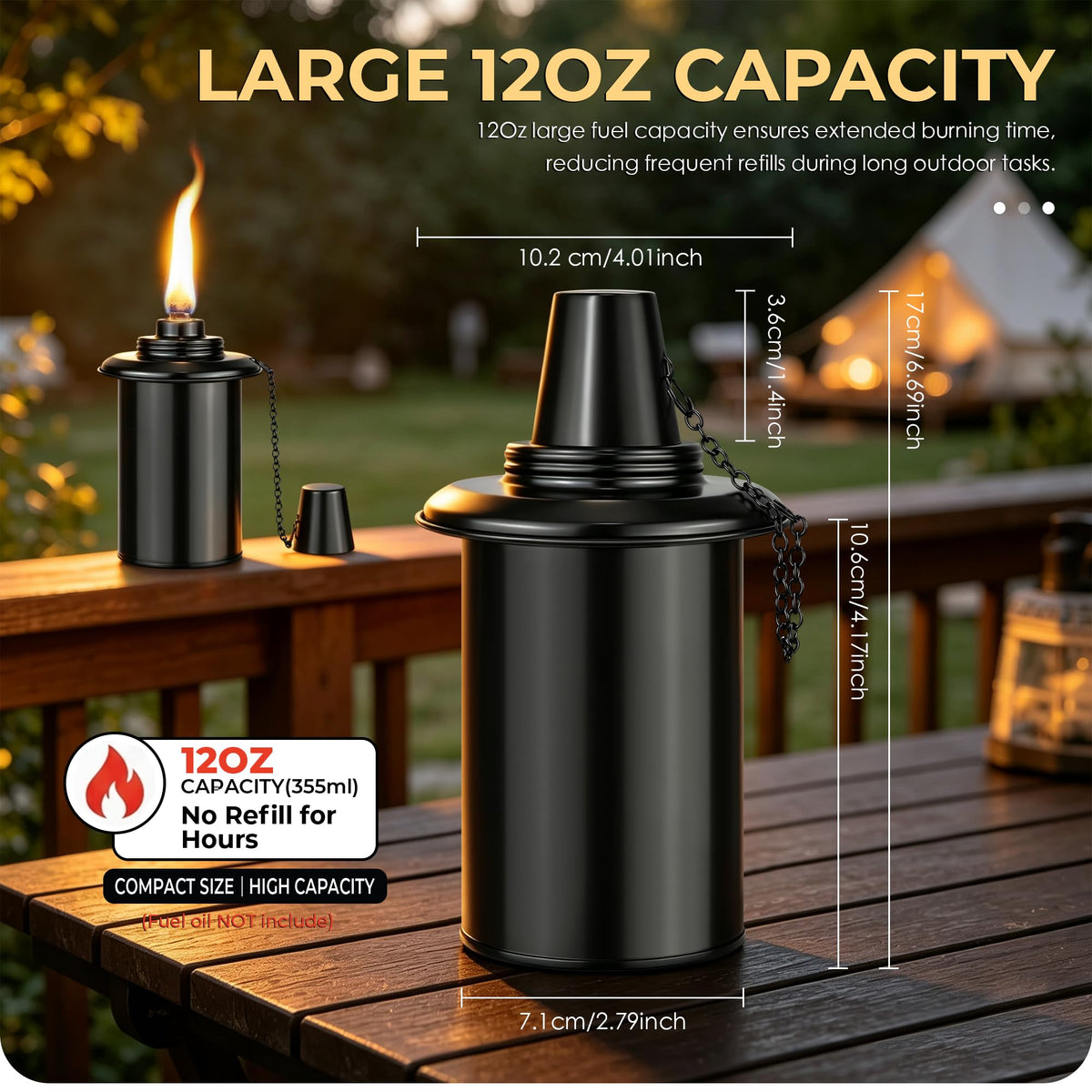 4 Pack 12oz Refillable Torch Canisters with Wicks U992