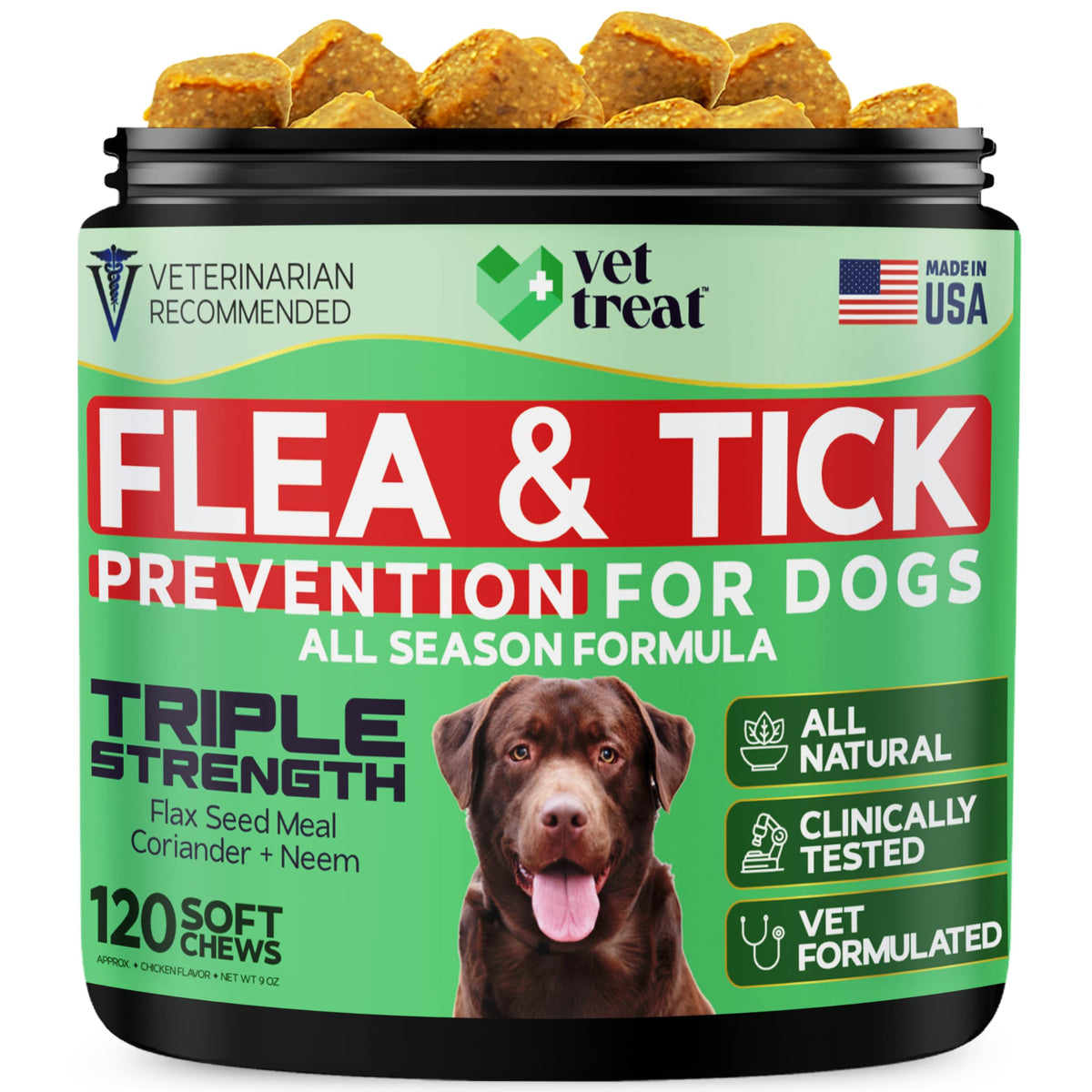 Flea and Tick Chewables for Dogs Chicken 120 Soft Treats N385470