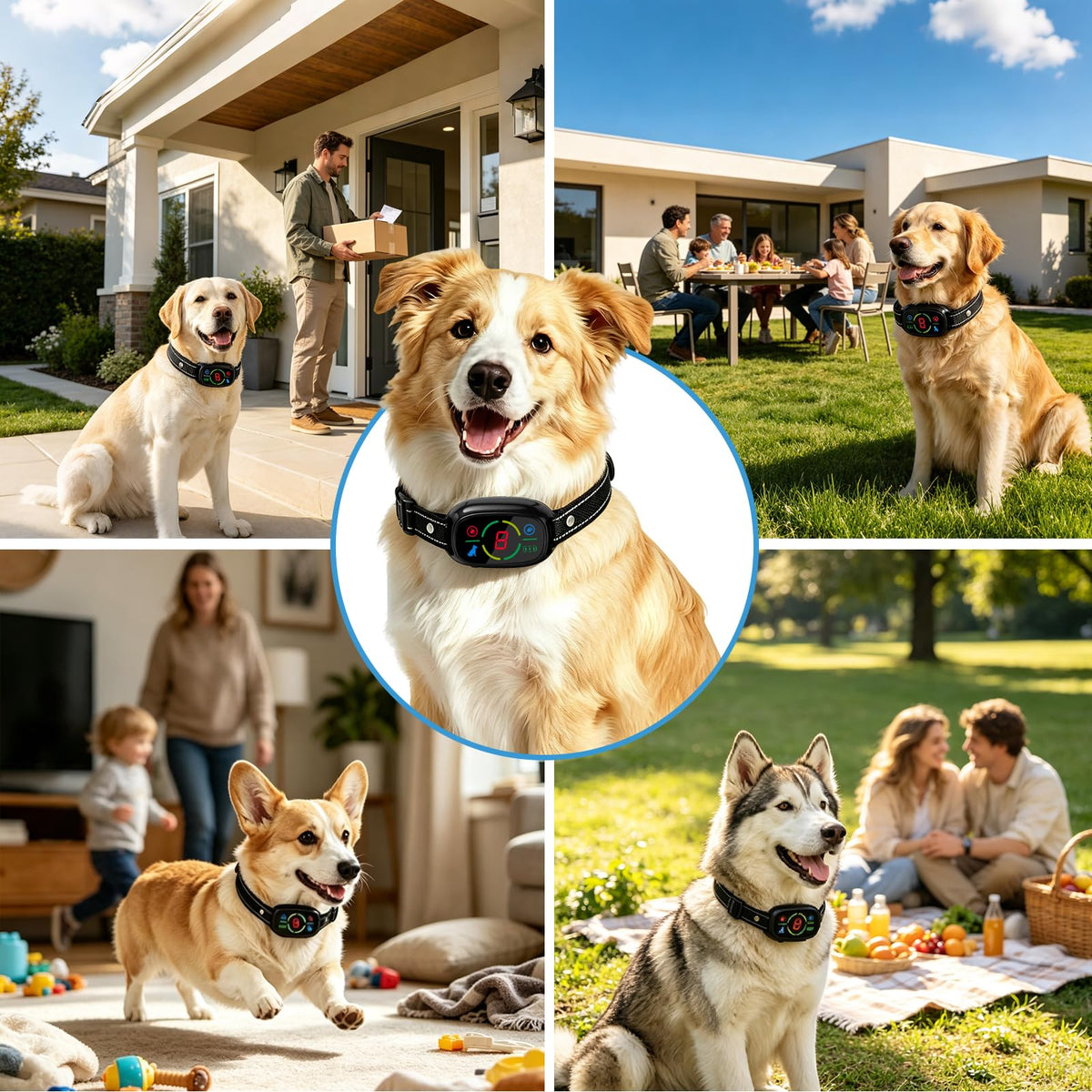 Rechargeable Dog Bark Collar with 3 Beep & Vibration Modes Q688594
