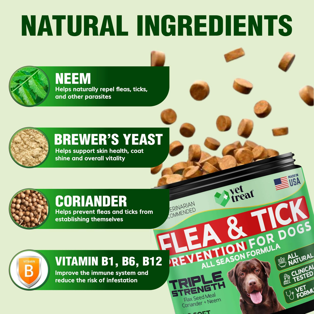 Flea and Tick Chewables for Dogs Chicken 120 Soft Treats N385470