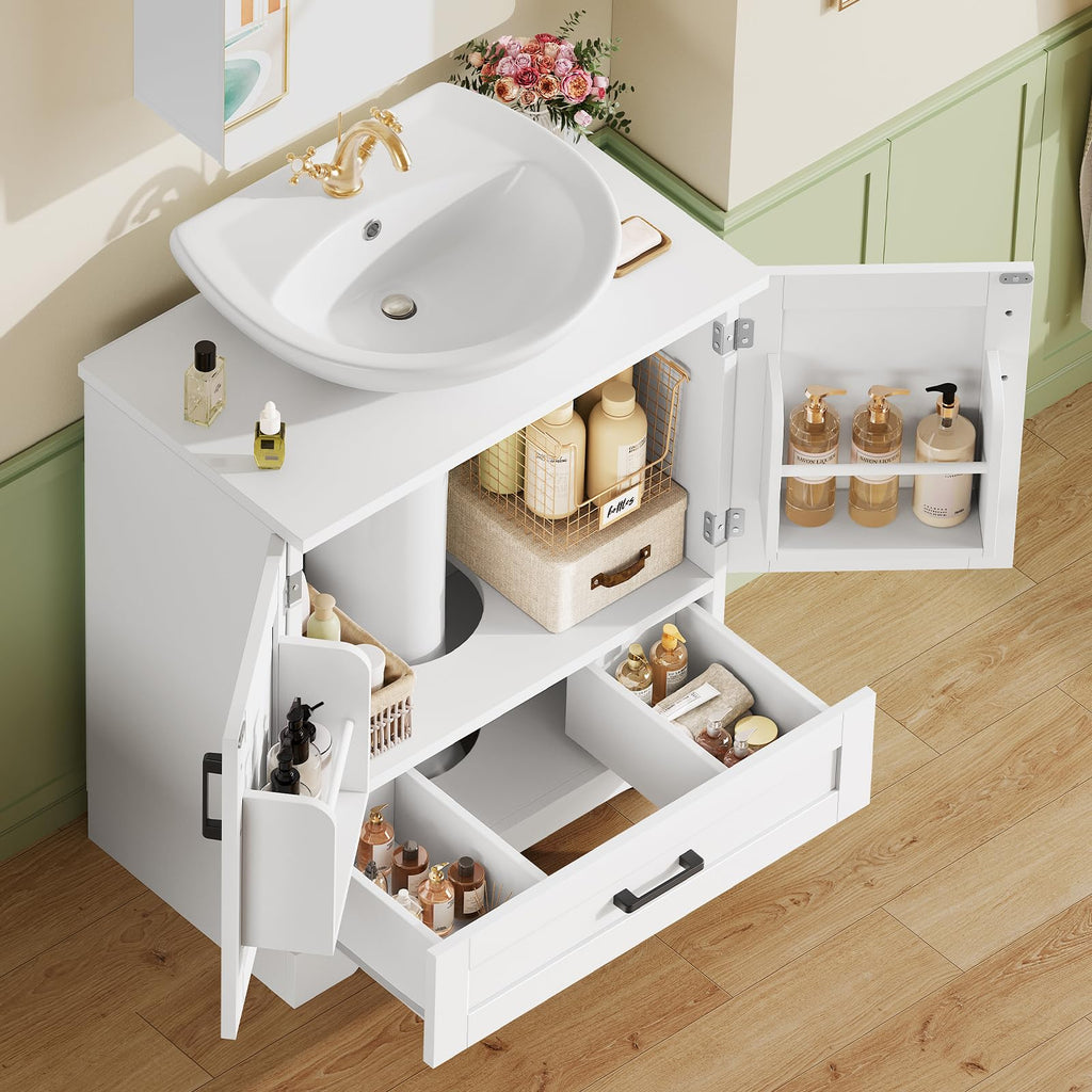 24" Pedestal Sink Storage Cabinet with 2 Doors & 1 Drawer H9141
