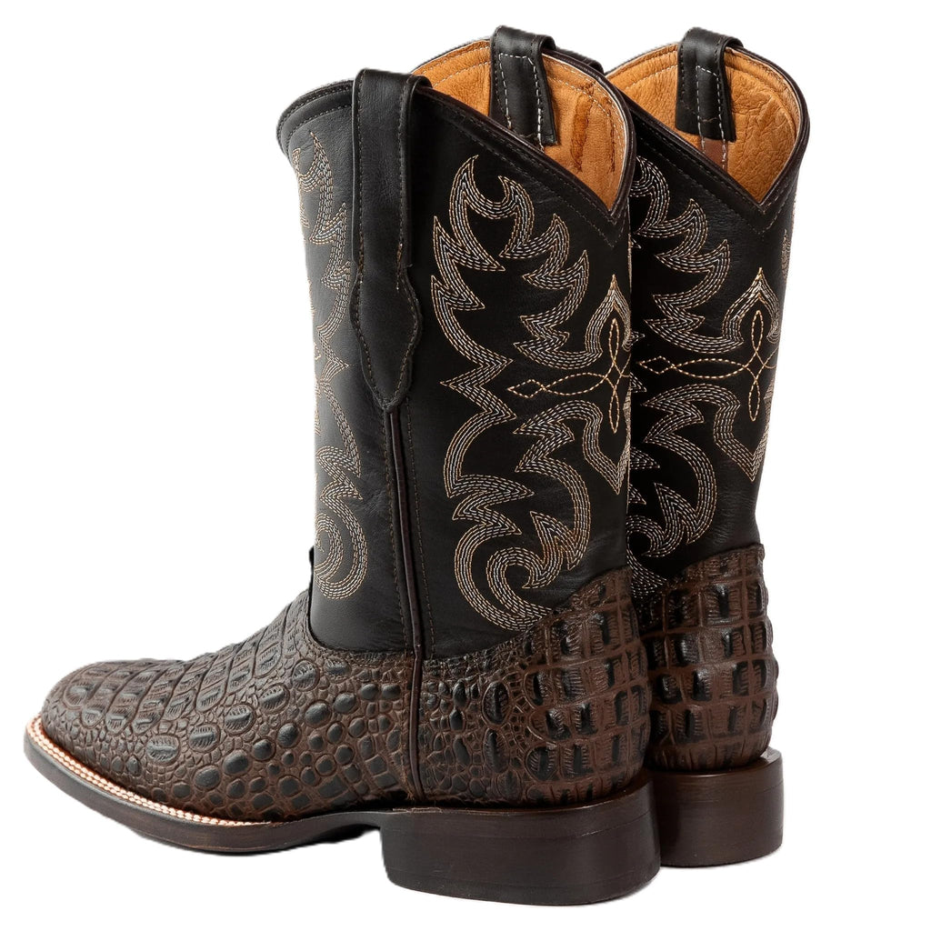 Brown Caiman Crocodile Print Leather Cowboy Boots Q558232