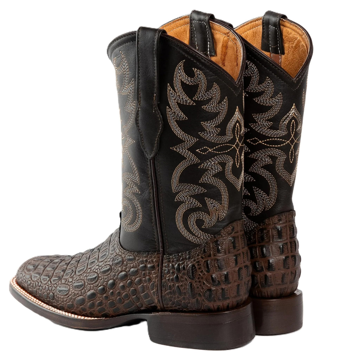 Brown Caiman Crocodile Print Leather Cowboy Boots Q558232