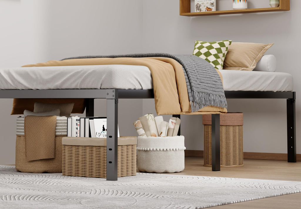Twin XL 18 Inch Metal Platform Bed Frame with Underbed Storage T7431