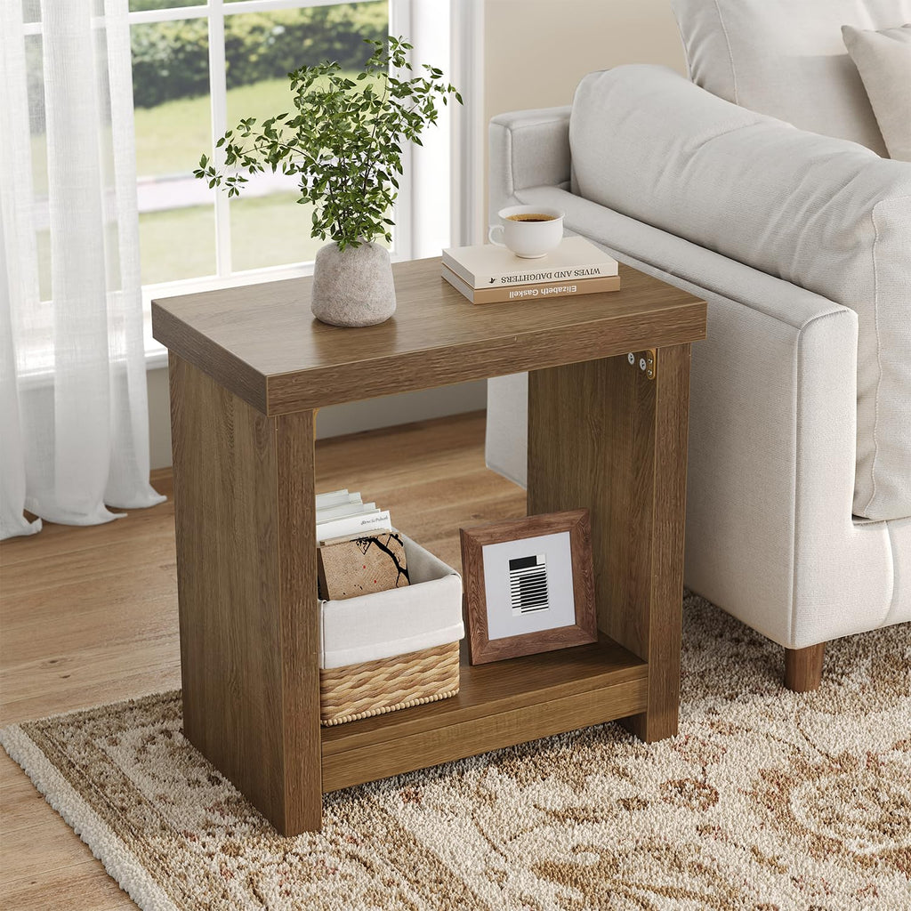 Brown Set of 2 End Tables with Storage Shelves A840