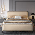 Full Size Metal Bed Frame with Upholstered Headboard K7942