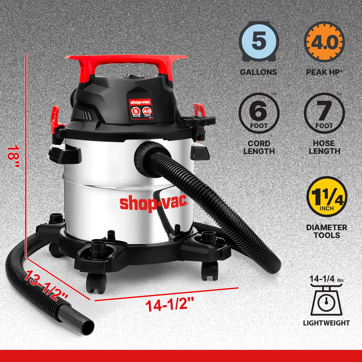 Wet/Dry Vacuum with Blower, 5 Gallon, 4 Peak HP X69345
