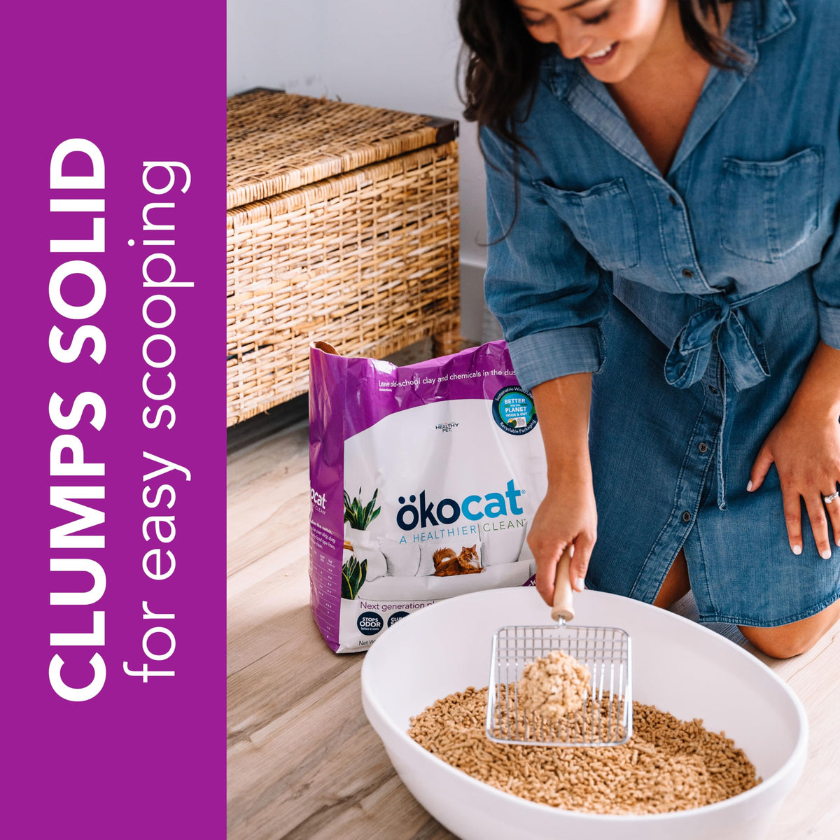 Low Tracking Natural Wood Clumping Cat Litter 21.5 Lbs V888315