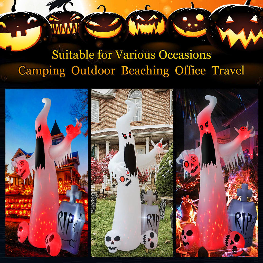 12 FT Halloween Inflatables Ghost with 3 Skulls G5293